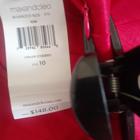 MAXANDCLEO  RED APPLE STRAPLESS PLEATED RUCHED SHORT PROM DRESS SIZE 10 - Picture 7 of 9